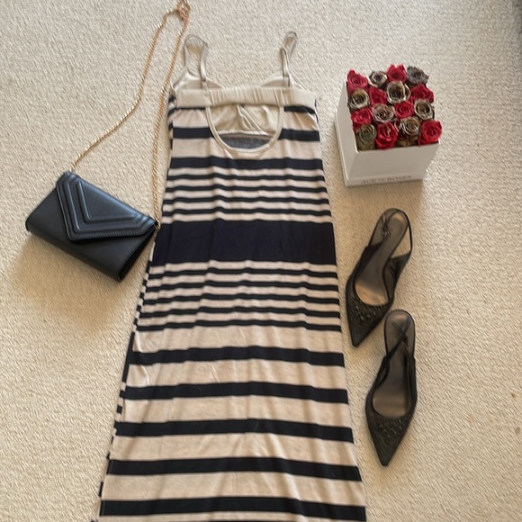 Razzle Dazzle Blue Striped Cut Out Maxi Dress - Picture 5 of 14